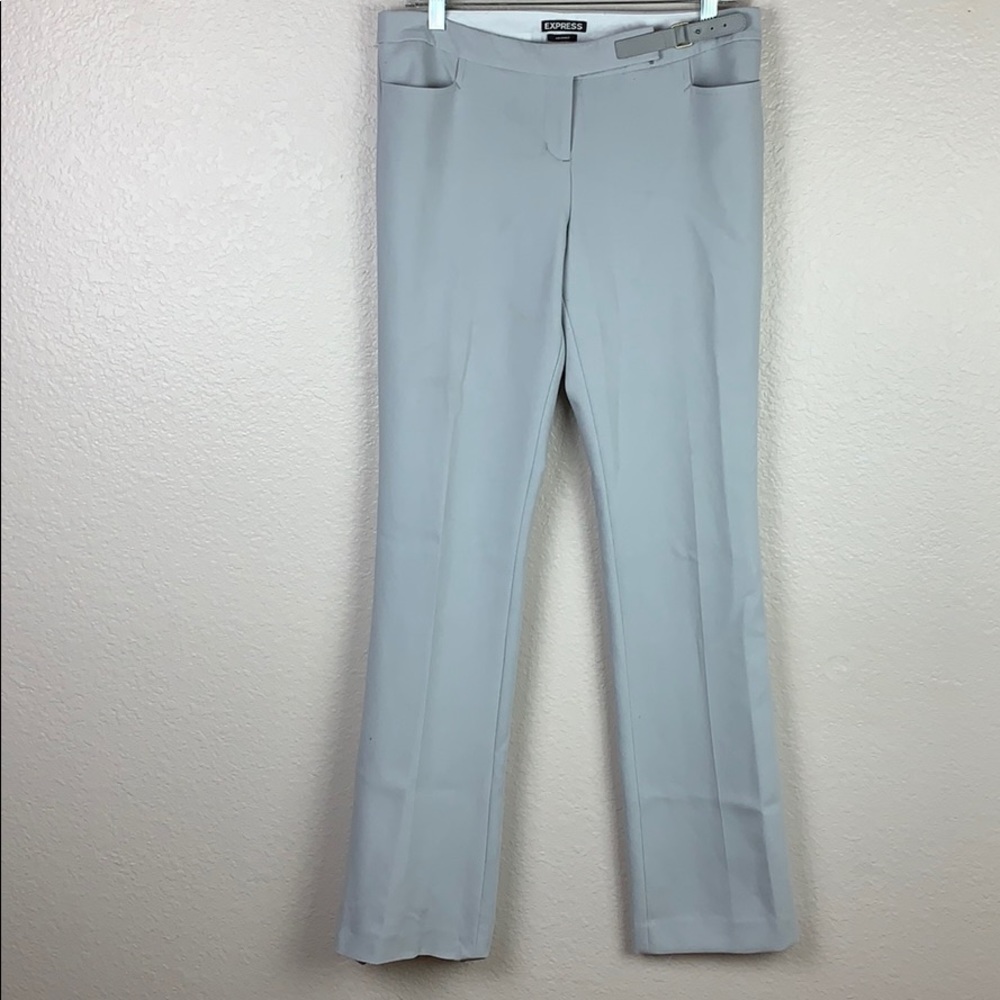 Express columnist gray pants with buckle detail